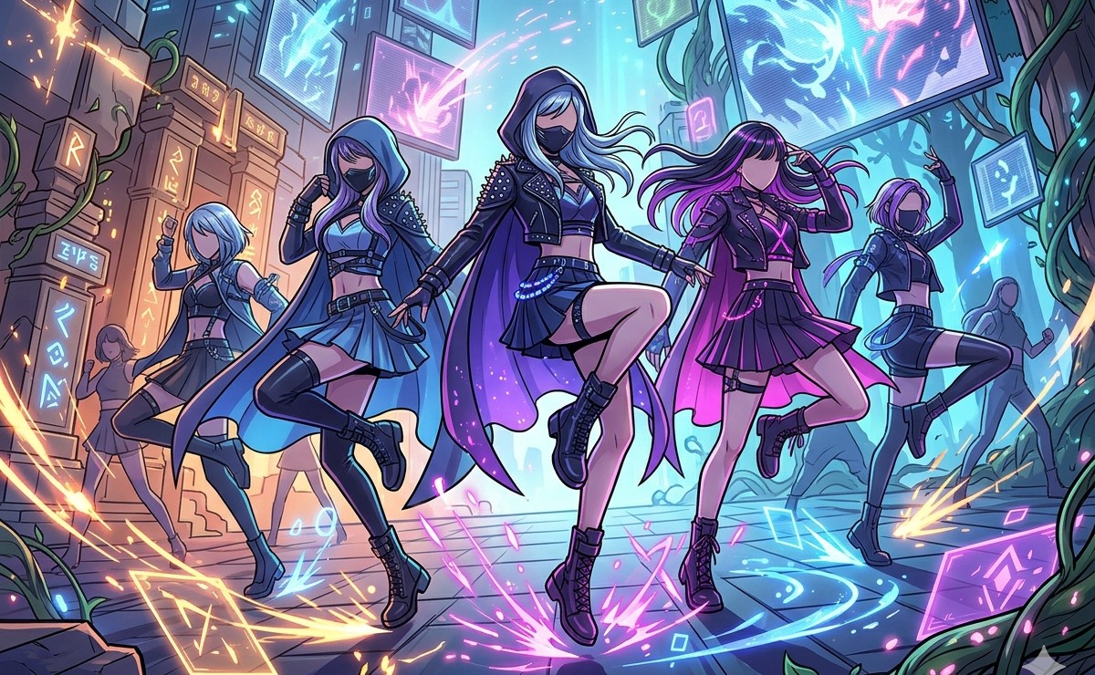 Kpop 獵魔女團AI魔法 MV卡通畫