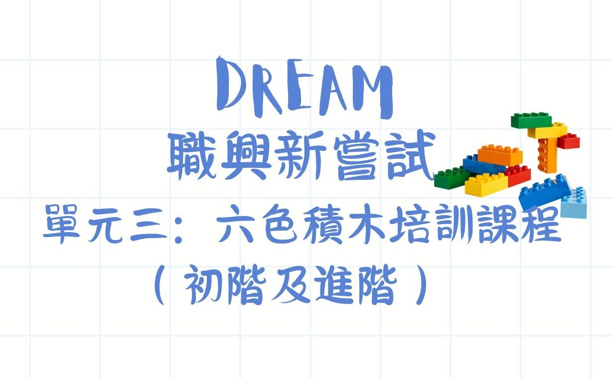 DREAM．職興新嘗試 – 單元三：六色積木培訓課程(初階及進階)